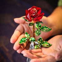 Crystal Flower Figurine Romantic Gift Crystal Flower Figurine Ornament Elegant Decorative Home Decoration for Girlfriend, Women