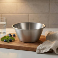 Round Stainless Steel Bowl Wide Rolled Rim Stainless Steel Mixing Bowl Cooking Utensil Tapered Shape for Disinfection Cabinet