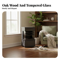 With casters Wheeled Tea Cabinet Vintage aesthetic Mobile Storage Multi-Functional Household Furniture Space-Saving for Homeowners, Renters, Office Workers, Living Room, Small Spaces