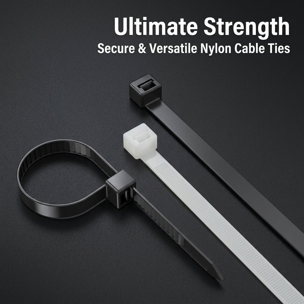 Nylon Cable Ties 200 Pack Assorted Sizes 3-12 Inch, Heavy Duty Black and White Zip Ties for Cable Organizers for Cords