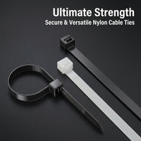 Nylon Cable Ties 200 Pack Assorted Sizes 3-12 Inch, Heavy Duty Black and White Zip Ties for Cable Organizers for Cords