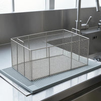 Fine Mesh Stainless Steel Fry Basket Rectangular Deep Fryer Basket Flat Base Kitchen Tool Reinforced Rim