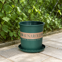 Large Size Outdoor Planter, Sturdy Synthetic Material Flower Pot, Dark Green for Balcony, No Saucer