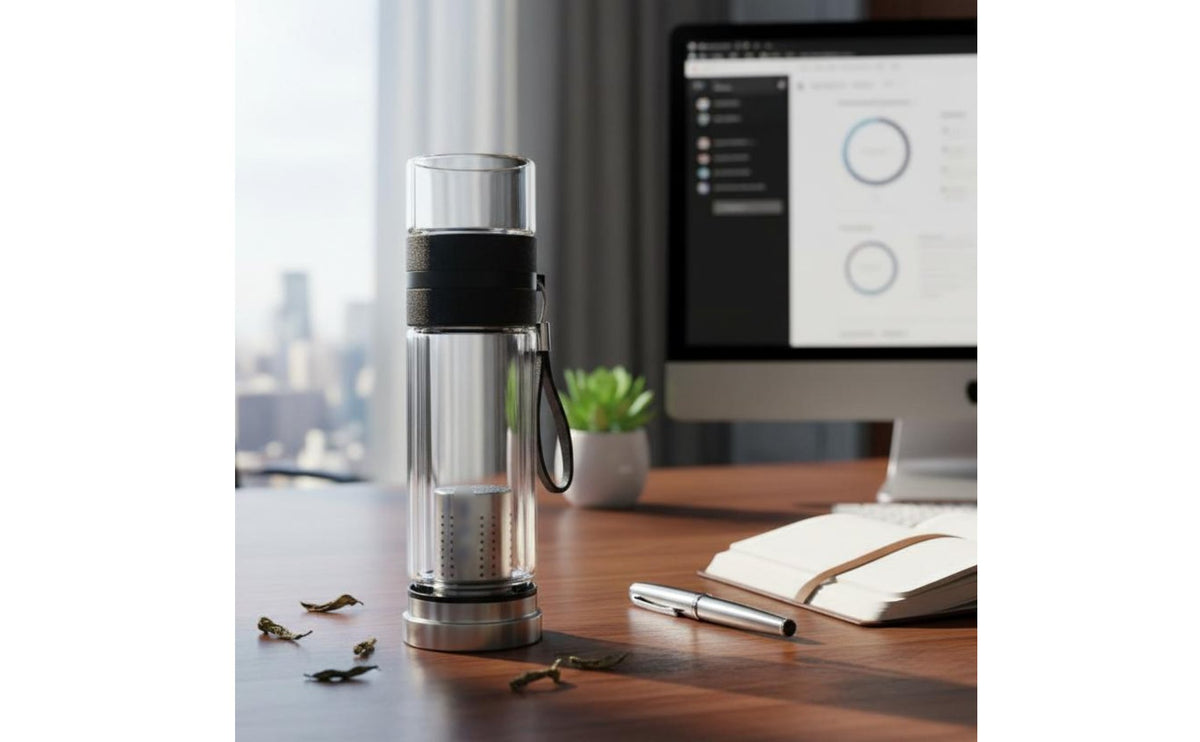Tea Water Separation Bottle Heat Resistant Tea Separation Bottle Anti-Scald Double Wall Glass Tumbler for Office Workers, Commuters, Travel, Mobile