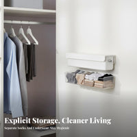 Divided Underwear and Sock Box Dust-Proof Lid Wall-Mounted Sock Organizer