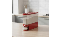 Moisture-Proof Push Button Rice Dispenser Airtight Seal Slim Rice Storage Bin Food Grade Material Sealed Grain Dispenser for Kitchen, Pantry