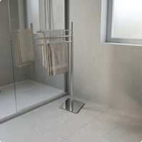 Stainless Metal Towel Rack Different Height Rods Rotating Towel Stand Compact Footprint Home Storage