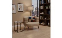 Ergonomic Design Plush Makeup Chair High-Density Sponge Curved Back Single Sofa Sturdy Steel Legs Sherpa Boucle Armchair for Women, Bedroom, Living Room