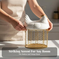 Large Capacity Ceramic Hen Storage Container Multi-Functional Ceramic Hen Egg Holder Country Design