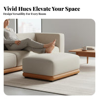 Modern Design Rectangular Ottoman sturdy Wood Legs Footrest Easy to Clean Upholstered Stool adaptable Use for Families, Homeowners, Guests, Living Room, Lounge Area, Bedroom, Entryway