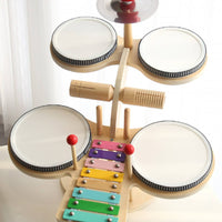 Wooden Toy Drum Set Tabletop Toy Drum Kit Beginner Long-Lasting for Children, Toddlers, Playroom
