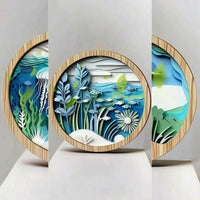 5 Pieces Wooden Wall Plaque Easy-to-Hang Wooden Plaque with Sheet Round for Living Room, Entryway, Bedroom