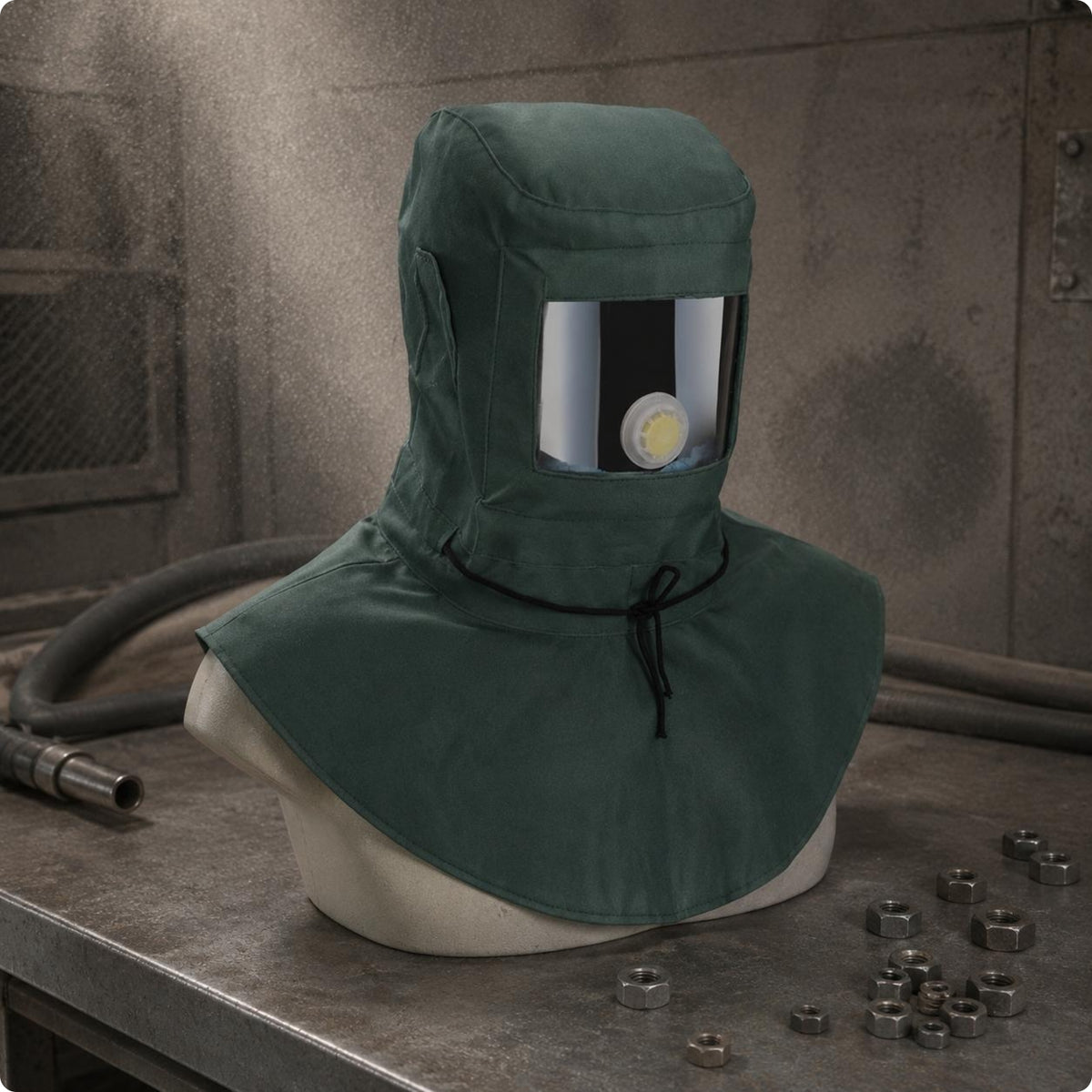 Transparent Window Safeguarding Face Hood Ear Openings Dust Hood Breathable Shoulder Drape for Grinding