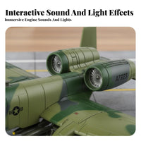 Warplane Warthog Attack Jet Toy Alloy Body Pull-Back Airplane with Lights and Sound Highly Detailed Warplane Warthog Model for Kids, Display
