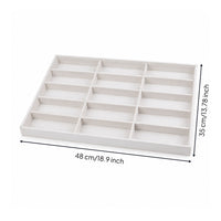 Glasses Display Tray with 15 Compartments Linen-Textured Eyewear Display Tray Open-Top Slim-Profile for Retailers, Vanity Tables