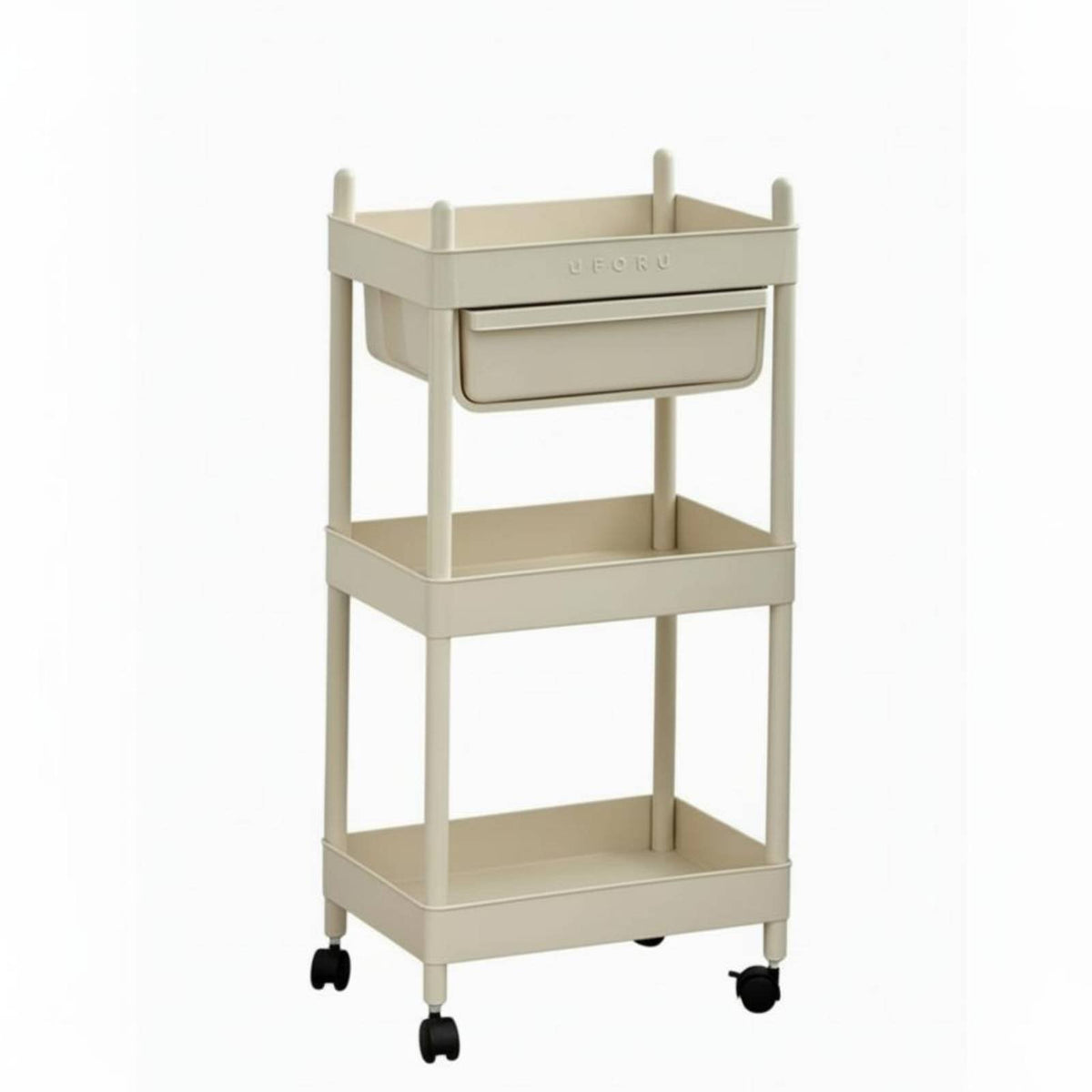 Multi-Tier Rolling Shelf With casters Shelving Unit Space Saving for Dorm Room