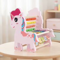 Wooden Unicorn Toy Interactive Bead Maze with Xylophone Tabletop Learning Toy Developmental Activity Center Multipurpose