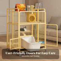 Large Cat Villa Foldable Design Indoor Cat House Portable Foldable Pet Enclosure for Multiple Cats, Apartment Living