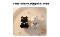 Creamy Design Decor Ceramic Bear Bookend Adorable Design Cute Bear Book Holder Decorative for Students, Women, Office, Bookshelf, Bedroom