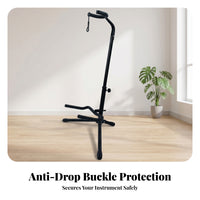Metal Frame Foldable Guitar Stand Padded Contact Area Points Folding Guitar Stand Compact Storage Instrument Holder