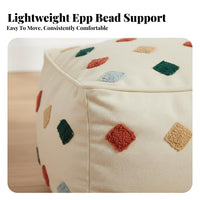 Nordic Design Square Boucle Ottoman Comfortable Embroidered Cube Seat Versatile Footstool Compact Design for Young Adults, Homeowners, Renters, Living Room, Entryway, Lounge Area, Reading Nook