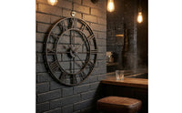 Unframed Frame Black Roman Numeral Wall Metal Frame Wall Clock Retro Noiseless Round Wall Metal Frame Wall Clock European Style Home Decor Decorative for Living Room