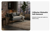 utilitarian aesthetic Iron Frame Settee Minimalist Design Sofa Modern Aesthetic Small Couch stylish for Interior Designers, Apartment Dwellers, Clothing boutique, cosmetic studio, Office Reception, Waiting Room