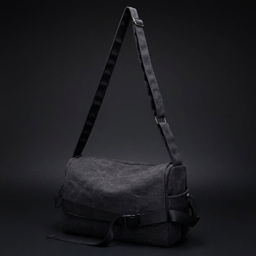 Notebook Bag and Travel Bag for Men and Women, Anti-Theft Crossbody Bag with Shoulder Strap, Plain Pattern with Sewing Line Details, No Lining