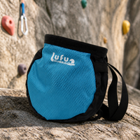 Drawstring Chalk Bag, Bouldering Chalk Bag for Rock Climbing, Adjustable Belt, Fleece Interior, with Phone Pocket