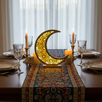 LED Curved Celestial Lamp Middle Eastern Style Hollow-out Moon Table Lamp Thoughtful Gift Eid Curved Light for Living Room, Bedroom