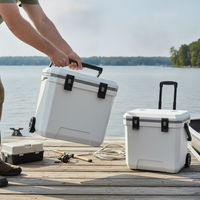 Portable 38L Insulated Cooler Box with Wheels and Handle for Fishing Camping Picnics