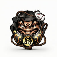 Traditional Daruma Decal with Chinese Character Self-Adhesive Daruma Decal Waterproof Cartoon Sticker Graphic for Notebooks