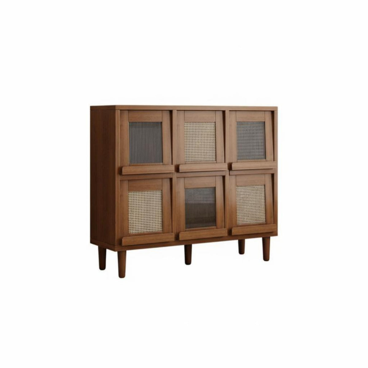 Modular Credenza with Retractable Doors Easy to Clean Underneath Bookcase