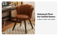 Retro Design Scalloped Back Vanity Chair Elegant Design Swivel Seat Cushiony Cushion Home Furniture Ergonomic Support for Students, Women, Adults, Study Room, Bedroom