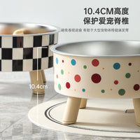 Elevated Cat Bowl with Wood Stand and Stainless Steel Anti-Tip Pet Bowl