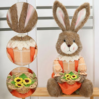 Sitting Easter Bunny Stuffed Animal Indoor & Outdoor Use Easter Bunny Figurine Soft Stuffed Bunny Doll for Kids, Parents, Shelf, Storefront Display