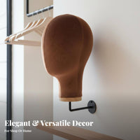 Velvet Hat Display Stand Space Saving Wall Mounted Mannequin Head Multipurpose Wall Mount Mannequin Head for Shop Owners, Retail Store, Boutique