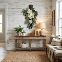Peony Cross Wall Hanging Christian Themed Easter Cross Wreath Artificial Flowers Spring Floral Wreath for Christians, Friends, Front Door, Porch, Home