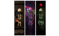 Halloween Wind Chime with Skulls Light-up Electric Wind Chime Creepy Hanging Skull Decoration for Party Hosts, Doorways