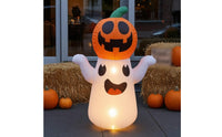 Ghost Decoration with Pumpkin Friendly Ghost with Pumpkin Halloween Inflatable Self-Inflating Inflatable with Stakes