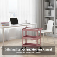 With casters 3-Tier Rolling Organizer Easy to Move 3-Tier Rolling Shelf Multi-Purpose Storage Trolley Space-Saving for Apartment Dwellers, Office Workers, Under Desk, Small Spaces, Living Room, Bedroom