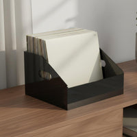 Vinyl Record Rack Clear Handles Portable Design for Media Shelf