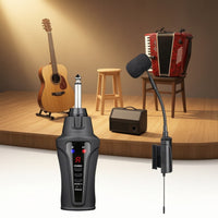Portable Clamp-on Audio Pickup with Receiver Rechargeable Ultra High Frequency Wireless Audio Pickup Compact Electronics for Musicians, Buskers, Guitarists, Live Performance, Street Performing, Home Practice