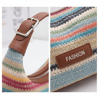 Boho Handwoven Straw Bag Casual Crescent Hobo Bag Summer Woven Hobo Handbag Bohemian for Women, Vacation, Beach