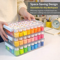 Sorting Box for Artists, Stackable Transparent Bead Container with Secure Buckle Closure, Tabletop Compartment Organizer for Craft Room