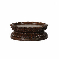 Solid Wood Wooden Lotus Pedestal Oriental Design Lotus Pedestal Raised Design Buddha Statue Stand Polished Finish for Buddhists, Prayer Room, Temple