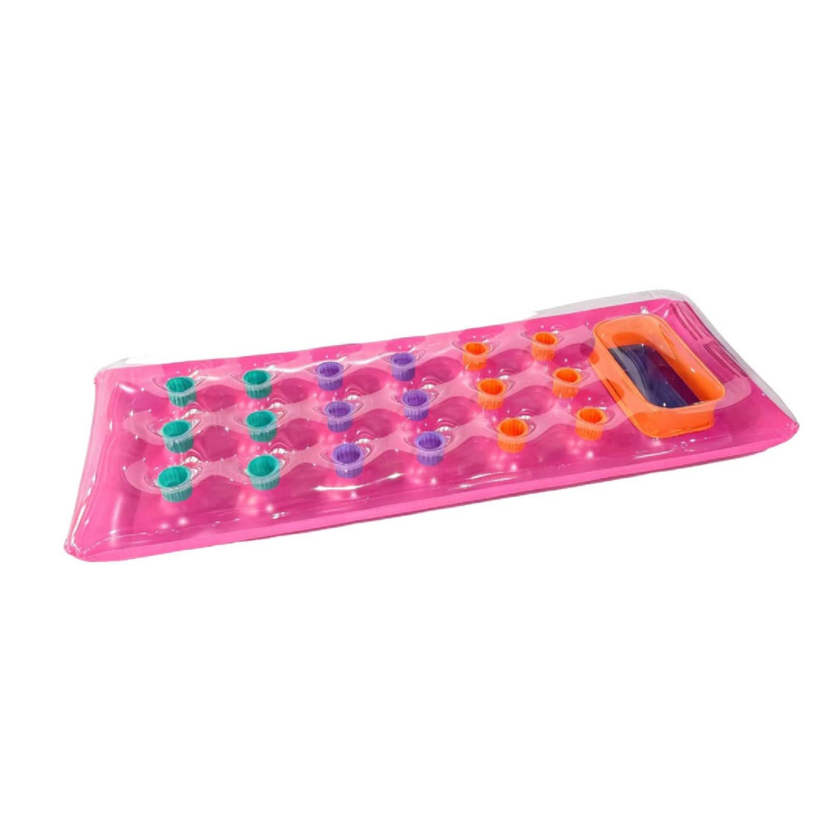 Transparent Inflatable Mattress with Cup Holders Supportive Pool Mattress with Cup Holders Spacious Floating Bed Cooling for Adults, Lake, Beach