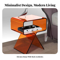 Transparent Design Sofa-Side Stand Light Luxury Aesthetic C-Top X-Frame Base Table Minimalist Design Nightstand Space-Saving for Young Adults, Homeowners, Renters, Bedroom, Small Rooms, Living Room, Entryway