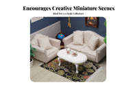 3 Pieces Upholstered 1:12 Scale Couch Set Realistic Design 1/12 Scale Living Room Furniture Includes Pillows Dollhouse Sofa Set Handmade for Hobbyists, Collectors
