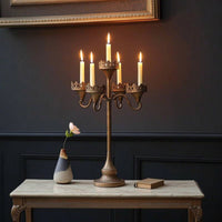 Candelabra with 5 Arms Ornate Candelabra Antique Candelabrum with Five Cups for Hosts, Weddings, Mantel, Parties